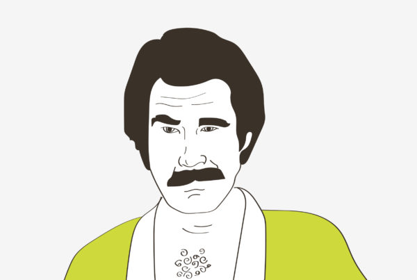 Ron Burgundy from Anchorman with an eyebrow raised